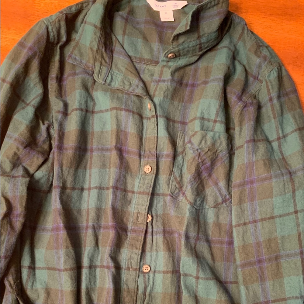 Green and navy flannel, new condition
